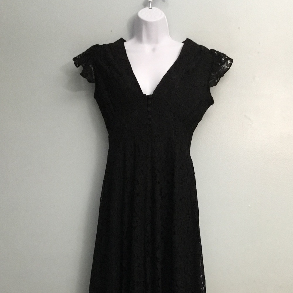DALIA MACPHEE Black Sheath Maxi Dress with Flutter Cap Sleeves and Crew Neck - Picture 14 of 16